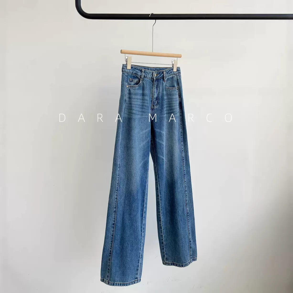 设计感拖地神裤~E家柜上1K+棉质宽松显瘦阔腿直筒牛仔裤女26春夏