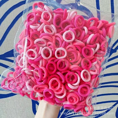 500 Packs Seamless Towel Ring Children's Rubber Band Baby Hair Band Does Not Harm Hair Rope Thumb Ring Girls' Head Rope (Saç üçün rezinlər) - 1pink-500-sticks-in-bag