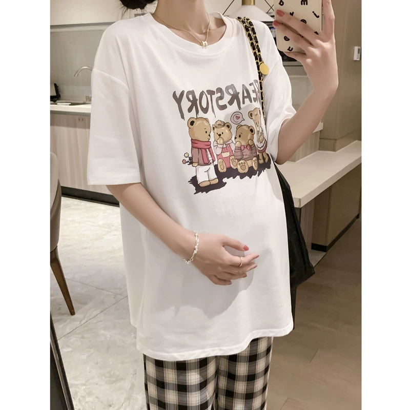 HY летняя cartoon футболка набор для беременных,Oversized короткий рукав досуг одежда, комфортная посадка
