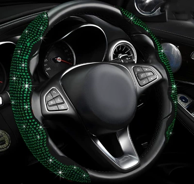 Clip-On Cover, Fashionable and Sporty, Steering wheel cover - green-diamond-pack-of-3-38cm