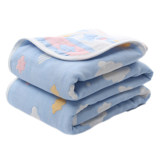 Wholesale Pure Cotton 6-Layer Gauze Bath Towel 70*140cm Pure Cotton Edge Adult Cartoon Embroidered Bath Towel