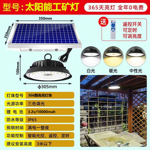 Miner's lamp, three colors, 400W, remote control, 5m