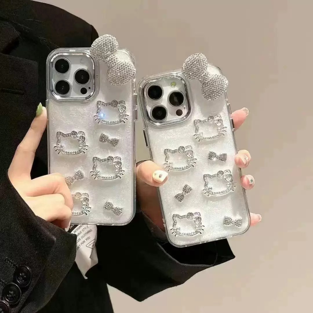 New Korean Style Cartoon Mickey Small Bow for Apple 16paomax Gel Drop Mobile Phone Case Flash Drill Bracelet 15