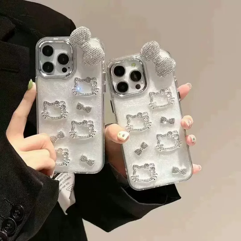 Чехол для iPhone 16 с мультяшным рисунком, совместимый, с бантом и браслетом, корейский стиль