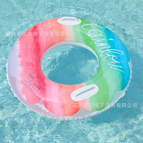 Supply ins Internet celebrity fairy adult swimming ring thickened PVC rainbow pattern swimming ring armpit ring
