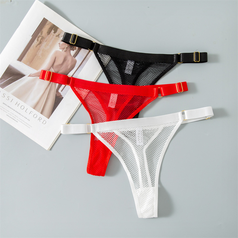 European and American Sexy Underwear Women's Fishnet Low-Waist Adjustable Belt Comfortable See-Through Women's Sexy Underwear Wholesale Ready Stock