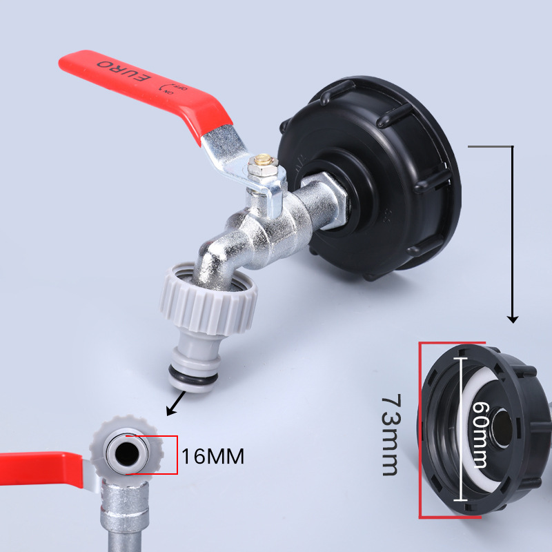 Accesorios de barril transfronterizos de toneladas IBC Boquilla de latón 1 / 2 pulgadas pezón conector de grifo 3 / 4 grifo de aleación