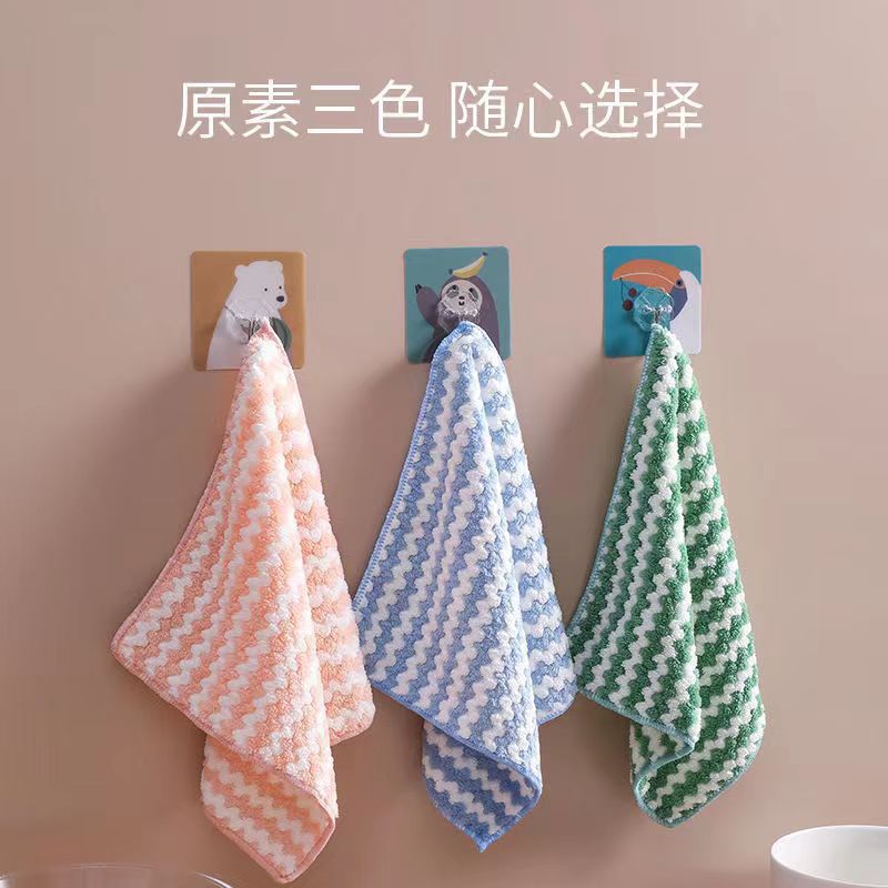 珊瑚絨波浪紋抹布吸水洗碗布清潔布陽離子方巾不粘油廚房抹布批發