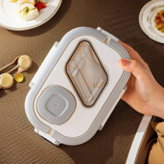 Cross-border double-layer handle lunch box plastic divided meal box for students and office workers large capacity microwaveable bento box