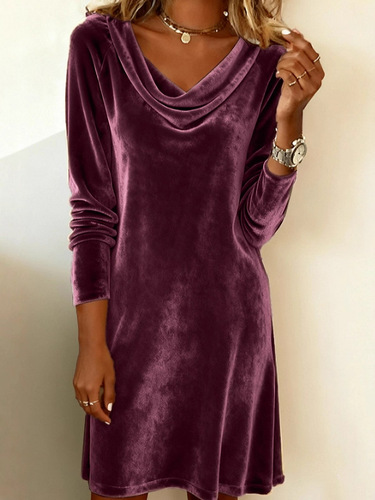 New women's fashion coat from 25 Autumn/Winter, single-color, lapel, long-sleeved, sexy velvet dress