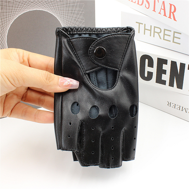 Fitness Half-Finger Pu Leather Gloves for Women, Spring and Summer, Thin Style for Sports, Driving, Cycling, Tactical Activities, Fingerless, Cross-Border