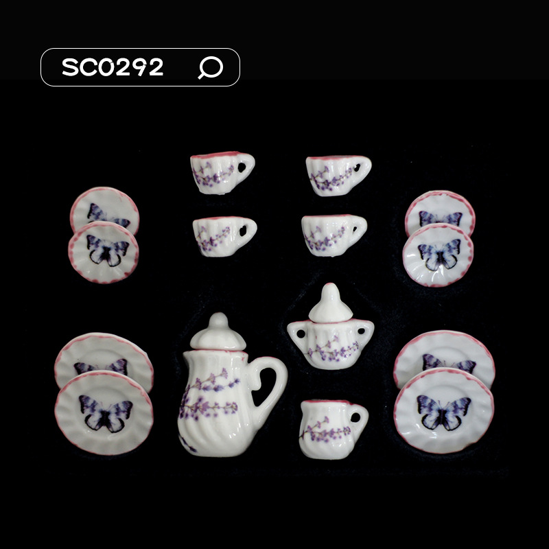 52Dollhouse miniatura comida y juego escena modelo Dollhouse accesorios mini juego de té cerámica taza té SC