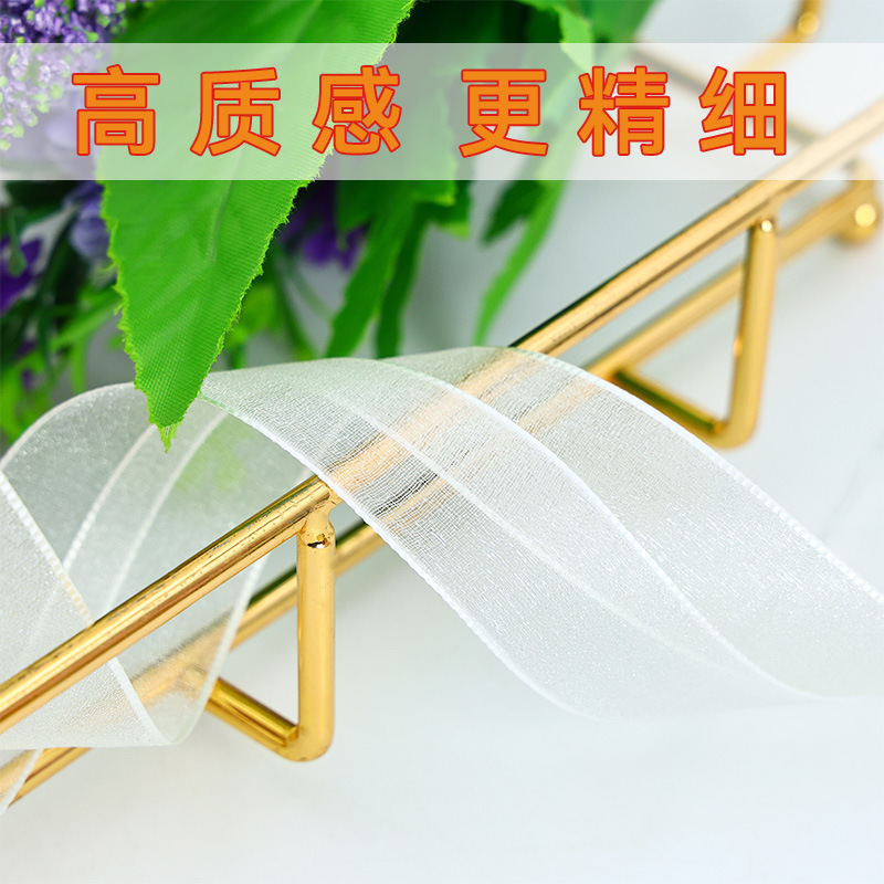 Suministro directo de fábrica Cinta de hilo de nieve de 2,5 cm Envases de flores Ramo de cinta Pastel de cinta Cinta de gasa Caja de pastel Cinta