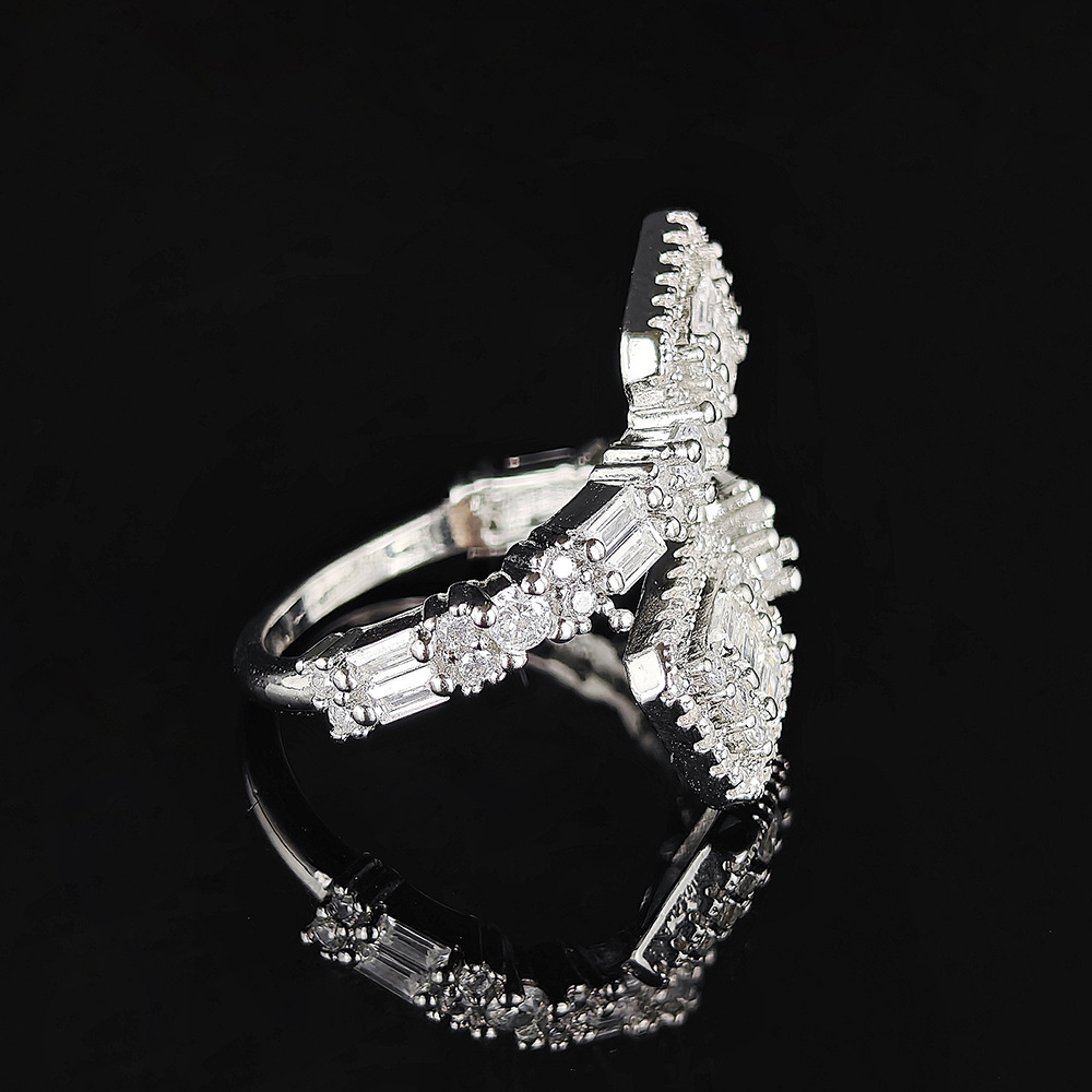 1 Piece Quantity Wholesale Jewelry Shiny Geometric Copper Zircon Inlay Open Rings