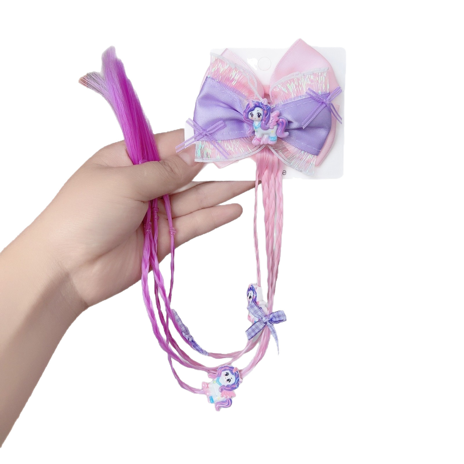 Niños pinas de cabello cola de caballo lengüeta bordilla unicornio adorable pinas de cabello niñas princesa arco toque de cabeza bebé