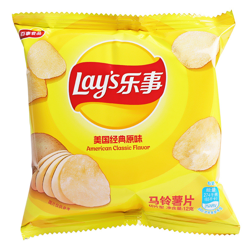 乐事薯片12gx20袋小包装迷你原味学校宿舍解压膨化小零食整箱批发