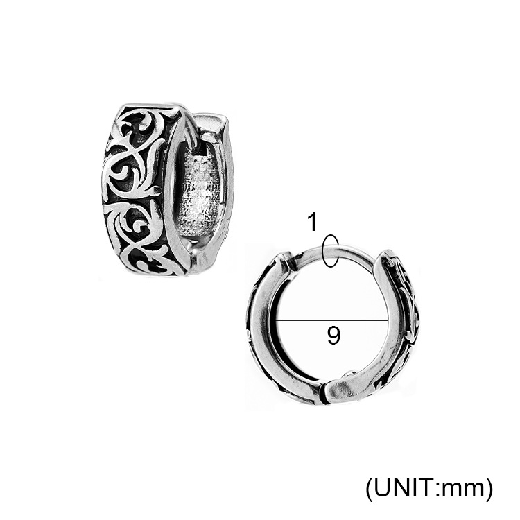 Brincos de argola masculinos retro estilo punk aço inox_voghion.com