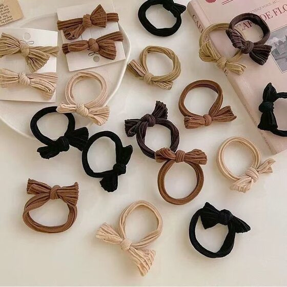 Knot Hair Rings High Elastic Rubber Tendon Bow Women's Tie Towel Rings