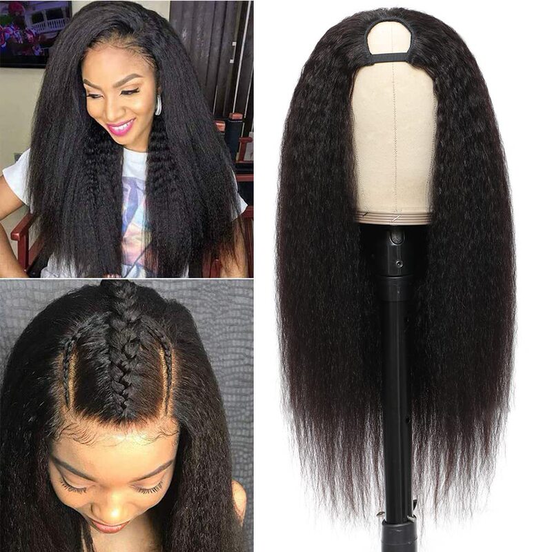 Spot European and American Wig Yaki fluffy U Wig kinky straight long straight hair U Part Wig