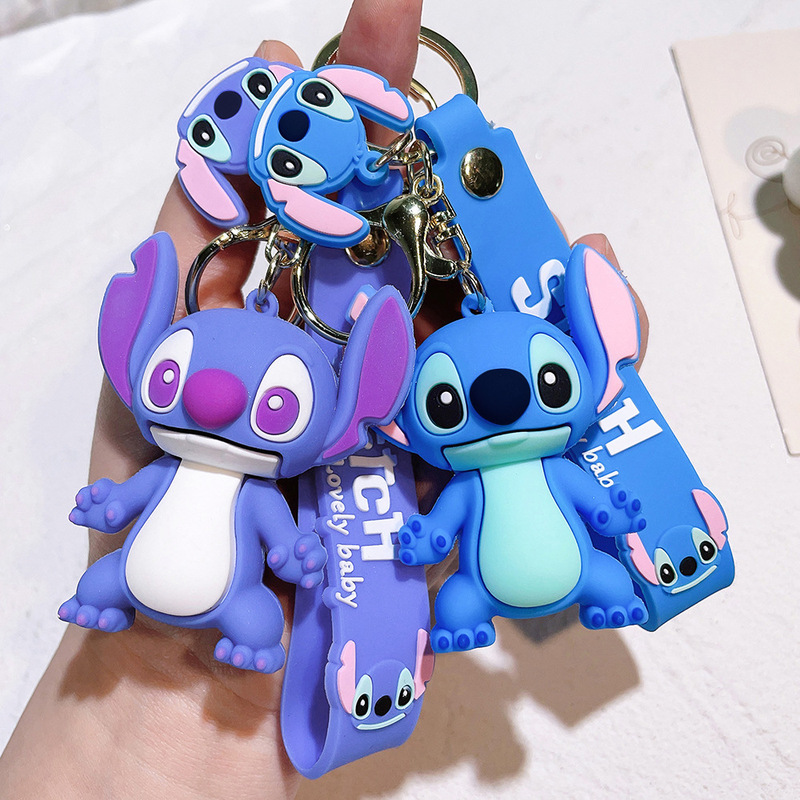 High Quality Stitch Keychain Soft Plastic Doll Creative Pvc Lilo and Stitch Car Key Chain Pendant Gift