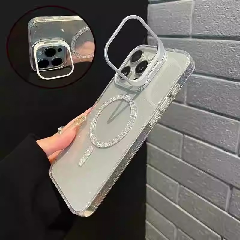 Soporte de lente para iPhone Apple 17 caso de teléfono celular transparente polvo flash absorción magnética 15 / 16 PRO cubierta de protección contra caídas