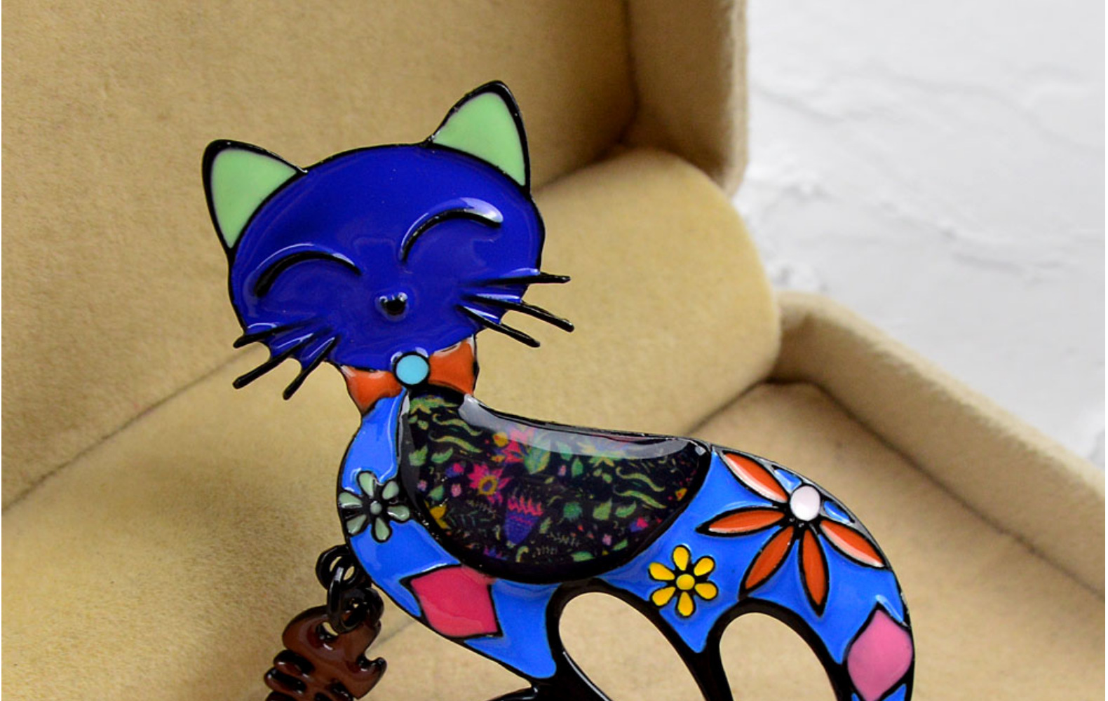 Fashion Cat Metal Enamel Unisex Brooches display picture 1