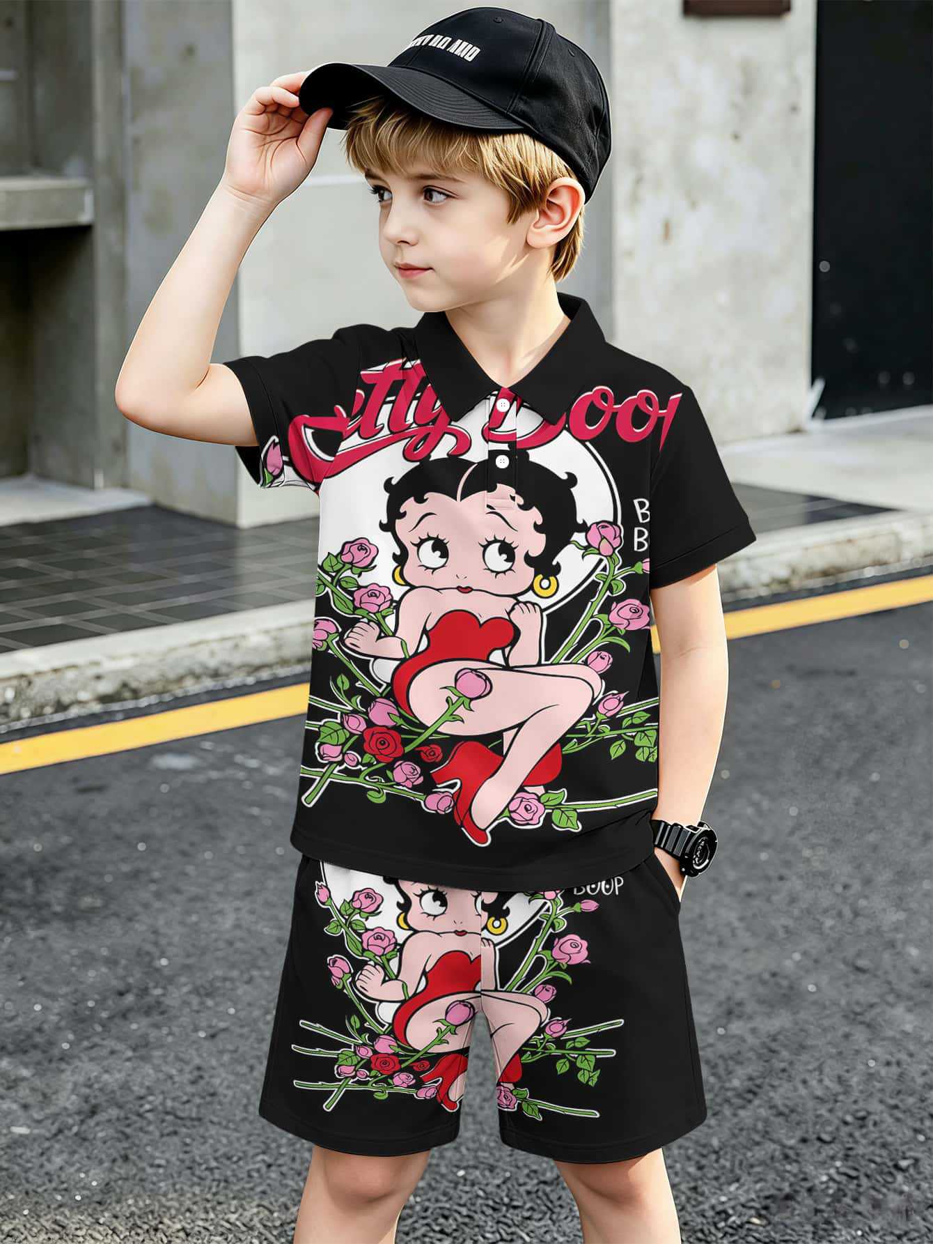 Ensemble polo et short style ethnique pour garçon européen_voghion.com