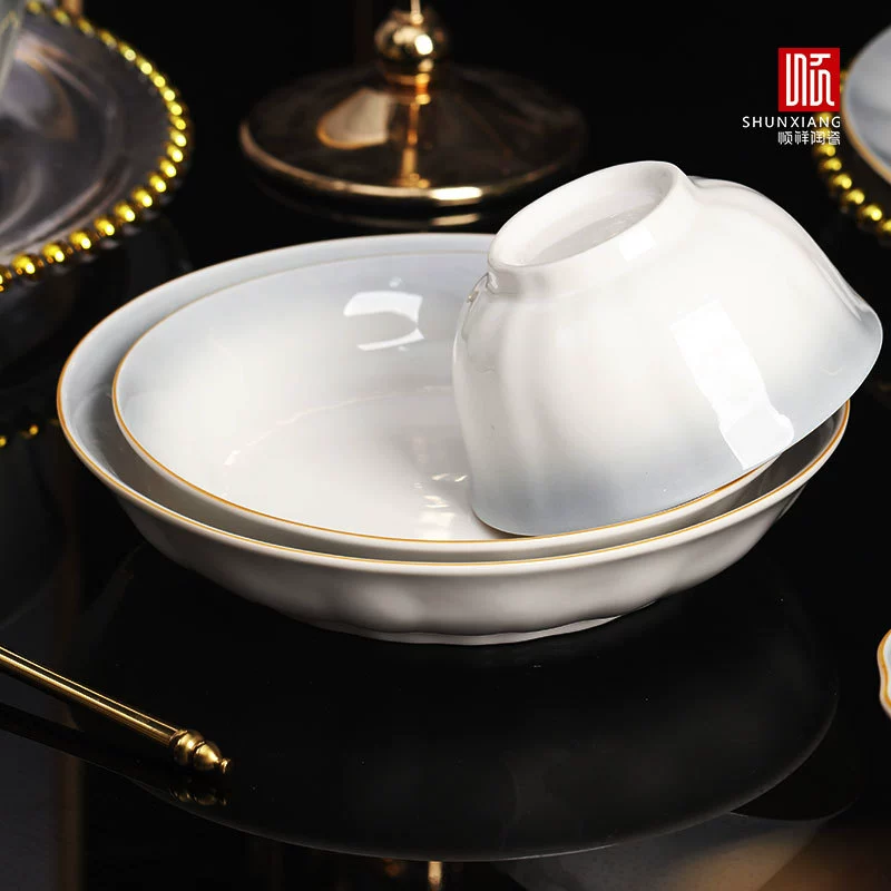 顺祥 Ceramic tableware, dinner plate, set, gradient, light luxury style