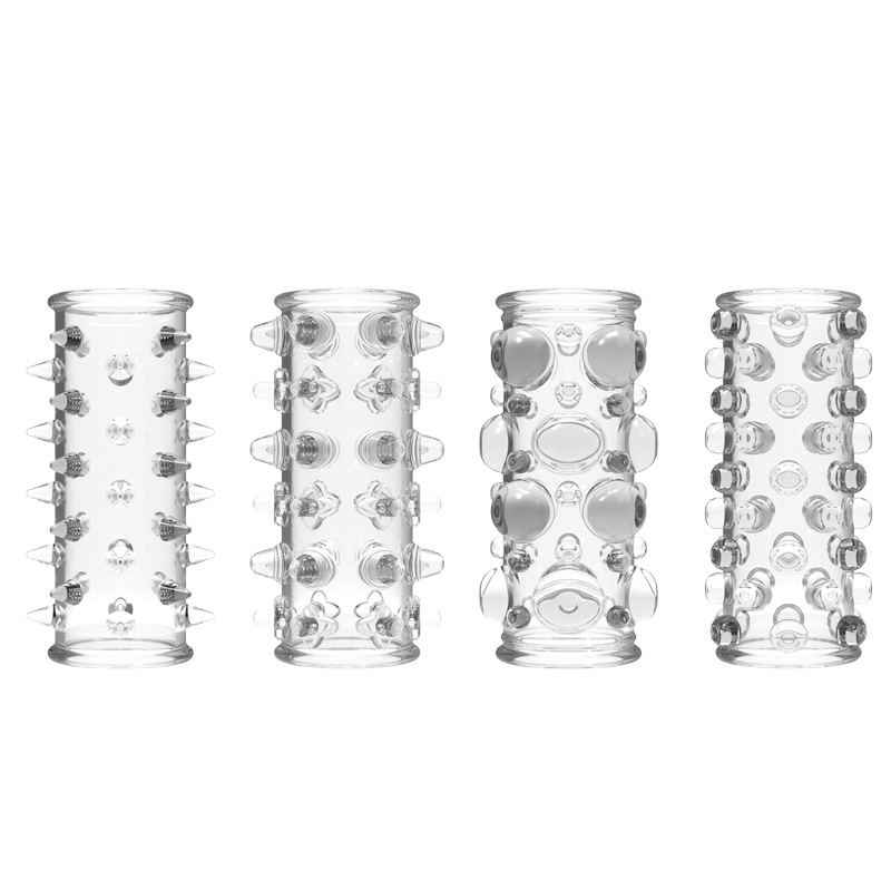 Explorer Spiked Lock Ring Foreskin Barrier Set, TPE Manual Delay Ring, Transparent Black — detail image 4