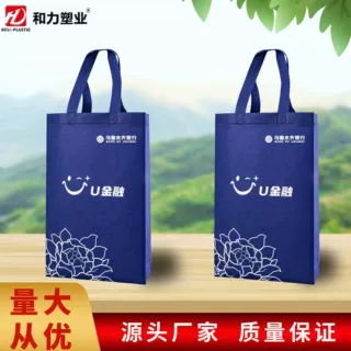 跨境超市无纺布手提袋加厚彩印覆膜加印LOGO定制包装袋承重10公斤