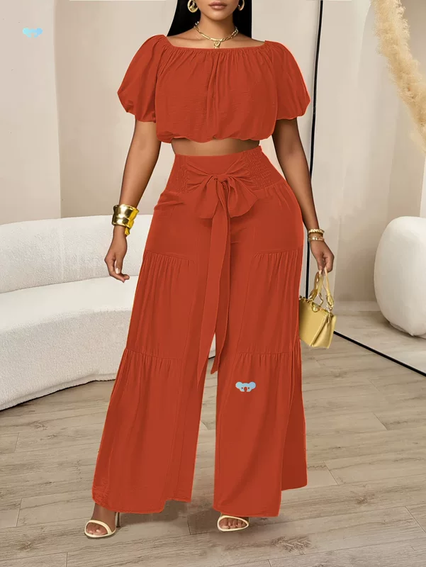 Summer Beach Vacation Style One Shoulder puff Sleeved跨境