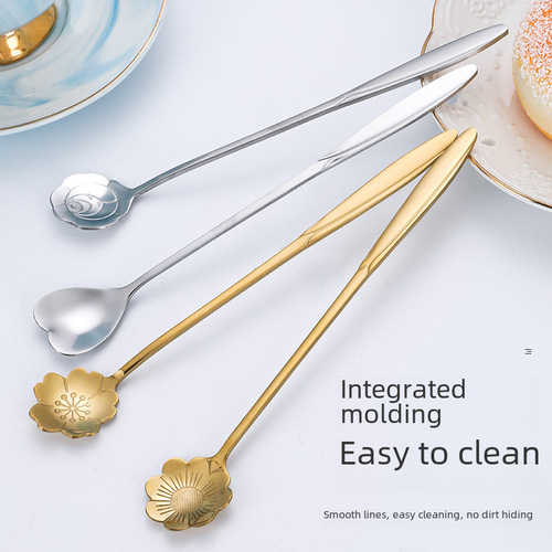 Stainless steel cherry blossom spoon flowers coffee spoon bird's nest fish gelatin flower gelatin gift souvenir wholesale logo