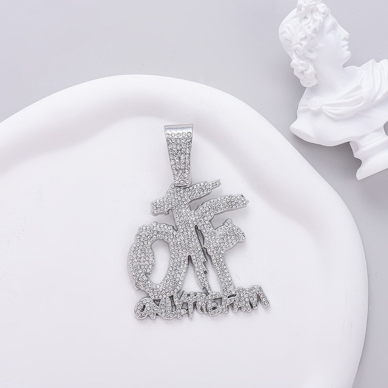 Alloy Material Letter Pattern IG Style Hip-Hop Letter Alloy Inlay Rhinestones Unisex Pendant Necklace Necklace Pendant Men Pendant Necklaces