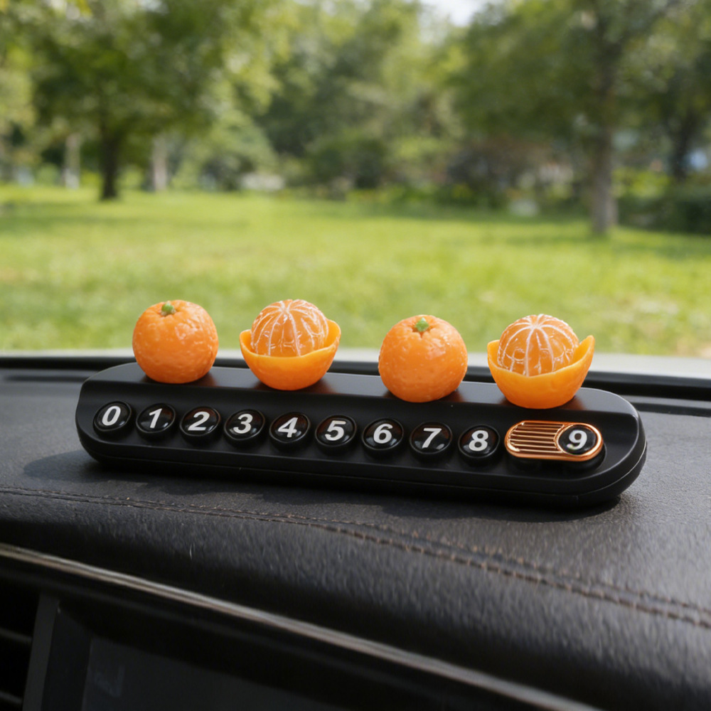 Tarjeta telefónica de movimiento de automóviles, tarjeta de estacionamiento temporal, decoración de automóviles de frutas personales, adornos de litchi