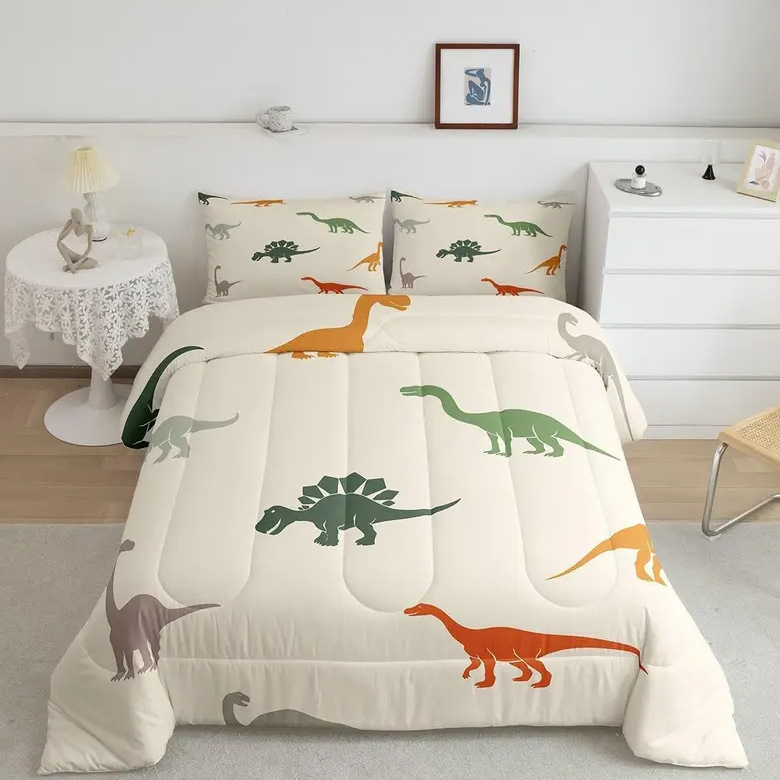 TEMU / JIT transfronterizo nuevo dinosaurio de la selva impresión digital 180gms fuente de fabricantes de quiltos