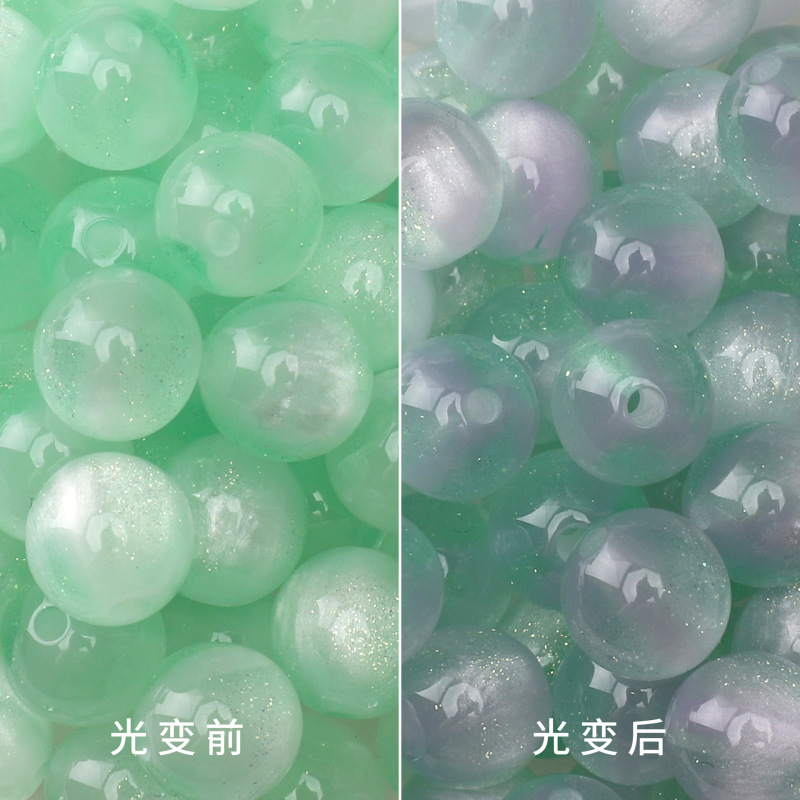 【月落星辰】10mm光温变树脂圆珠直孔散珠子diy手工串珠项链材料|undefined