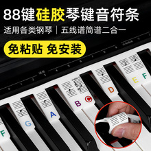硅胶钢琴音符条键盘贴88键电钢琴琴键贴免粘贴音标贴五线谱音符