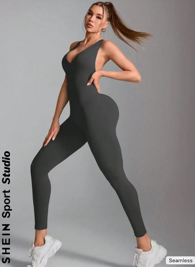 Seamless Cross Back High Elastic Yoga Bodysuit Shaping Jumpsuit_voghion.com