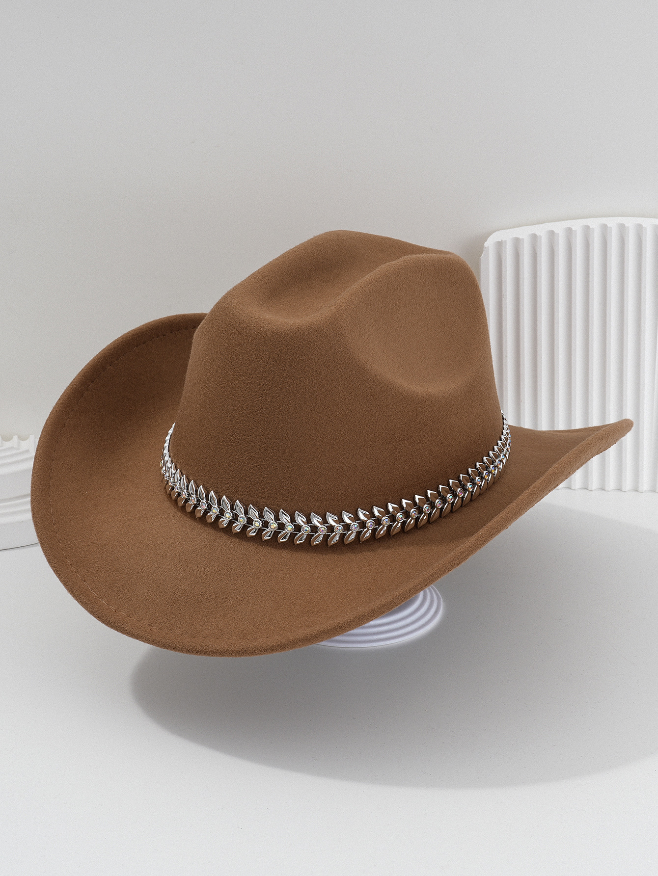 Panama cowboyhatt med 3d-löv rhinestone bälte för fest_voghion.com