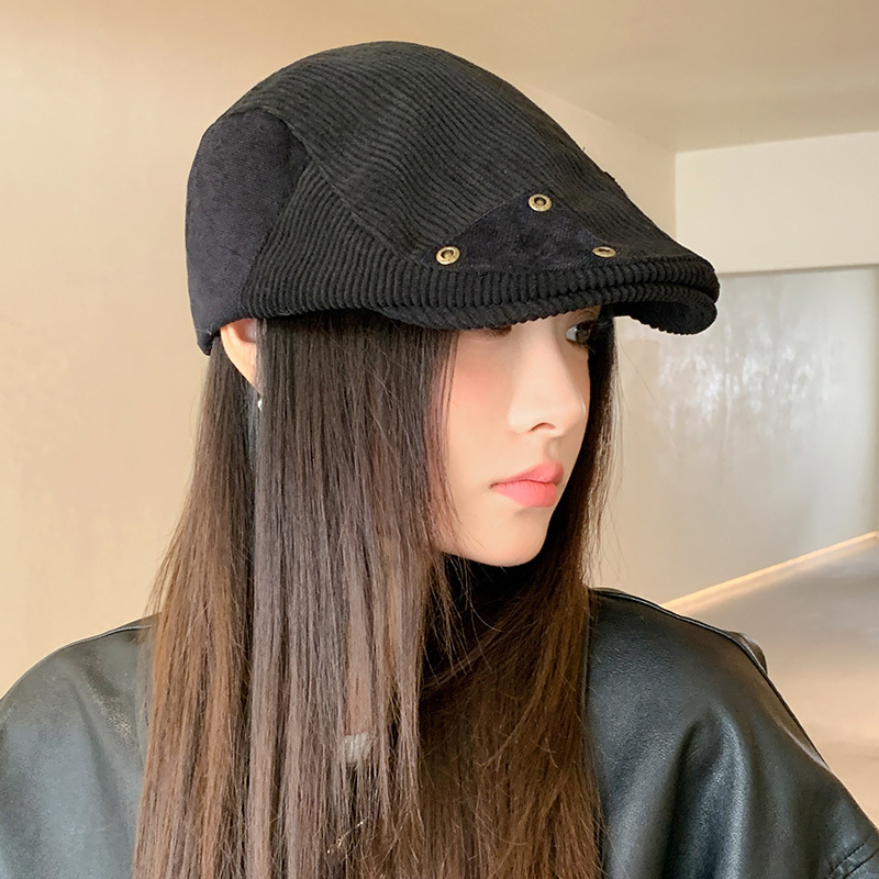 韩版秋冬季帽子女款前进帽时尚百搭报童帽英伦风复古显脸小贝雷帽|undefined