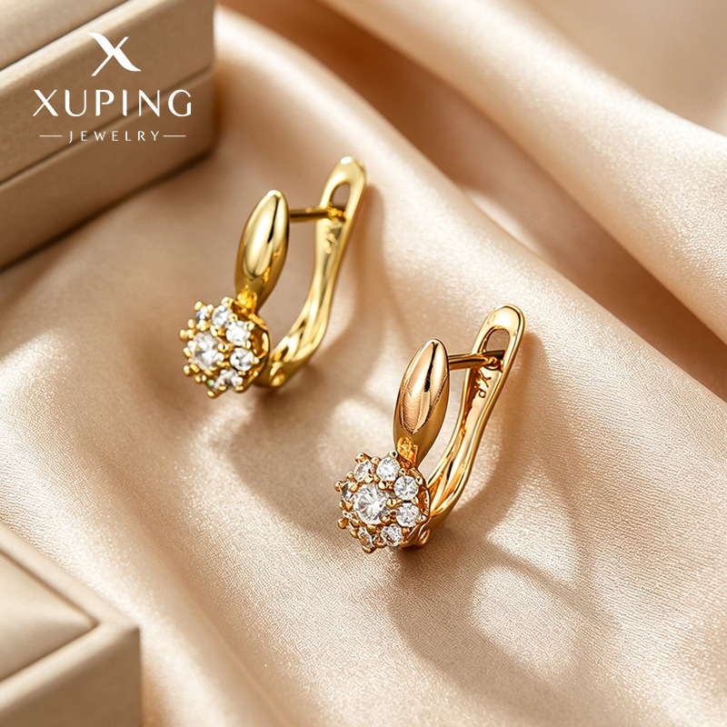Nuevos pendientes y aretes de moda de Xuping, estilo europeo y americano, con gemas artificiales, estilo ruso, personalizados, al por mayor para mujer.