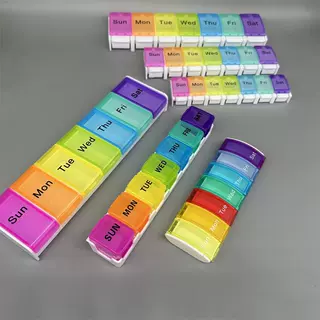 亚马逊一周7格药盒 药盒便携式保健品分格分装盒7天药片收纳盒