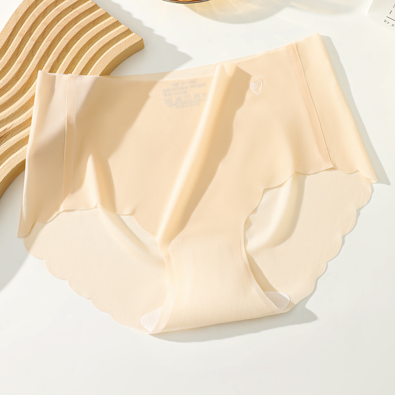 Ropa interior de seda de hielo para mujer pantalones cortos triangulares finos de verano cabeza algodón puro antibacteriano transpirable entrepierna bragas sin costuras para niña de cintura media