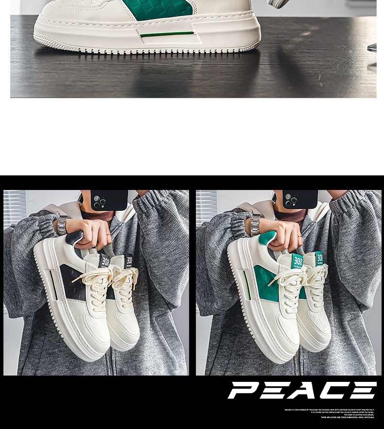 ShoeGlobe Herrenschuhe Herbst/Winter 2025: Modische, weiße Freizeitschuhe mit dicker Sohle – trendige und vielseitige High-End-Sportschuhe._voghion.com