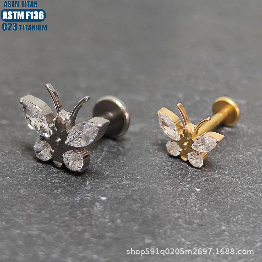 Labret stud lip piercing jewelry styling detail