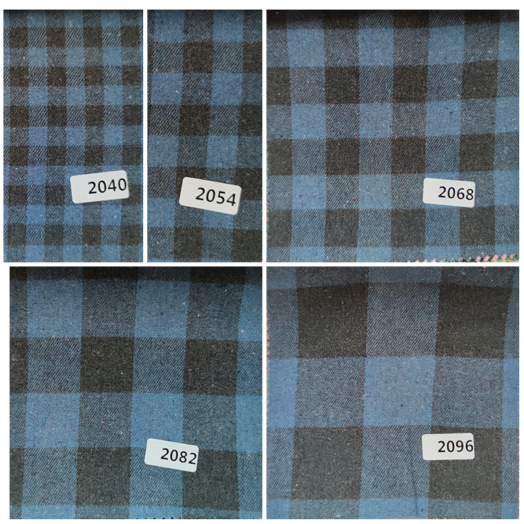 时尚蔚蓝色涤棉磨毛格子布 4厘米大方格色织格子布 格子衬衫布