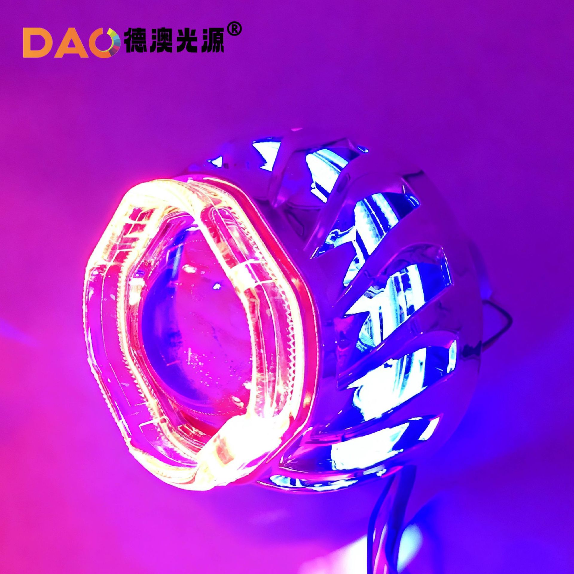 2.5 Guía de luz cuadrada rueda caliente lente conjunto HID lente de doble luz bicolor ángel ojo ojo de pez apertura lente H1