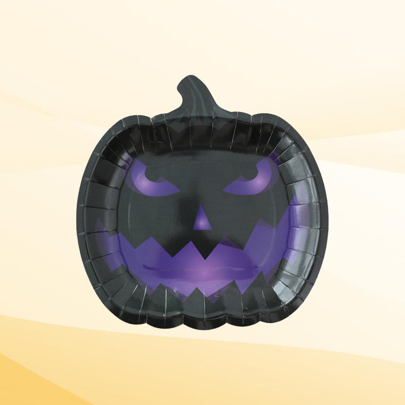 新しいクロスボーダーハロウィンパーティー紙皿ハロウィン装飾テーマゴースト使い捨て紙皿カボチャディナープレート|undefined