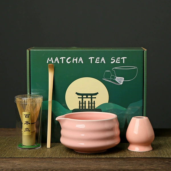 Fuchsia matcha, tea cup, box
