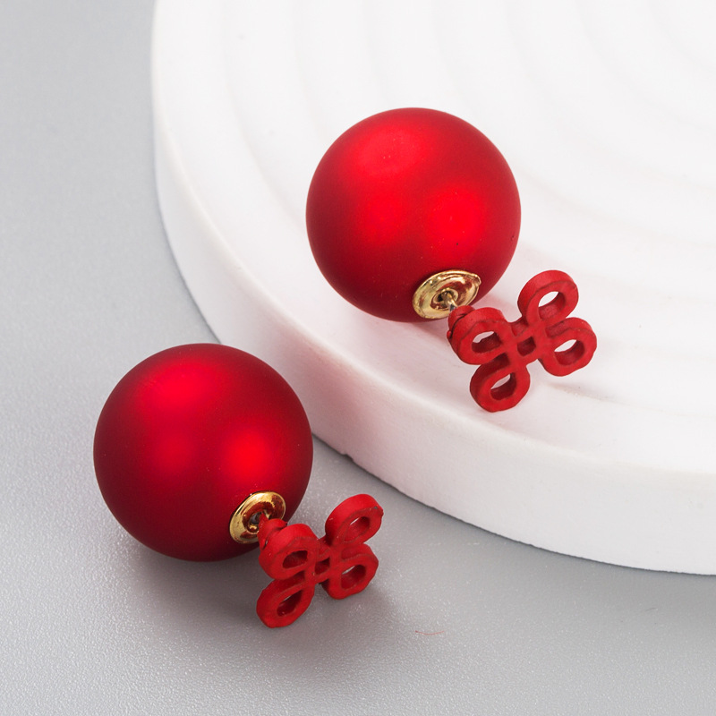 Simple And Fashionable Chinese Knot Earrings Big Spherical Ear Plugs Earrings display picture 3